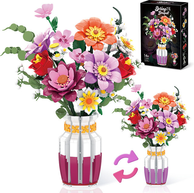 AMAZINGBLOKS Blumenstrauß-Bausatz, Blumenmodell-Bausteine, 1.278 Teile, ab 14 Jahren - Bild 1