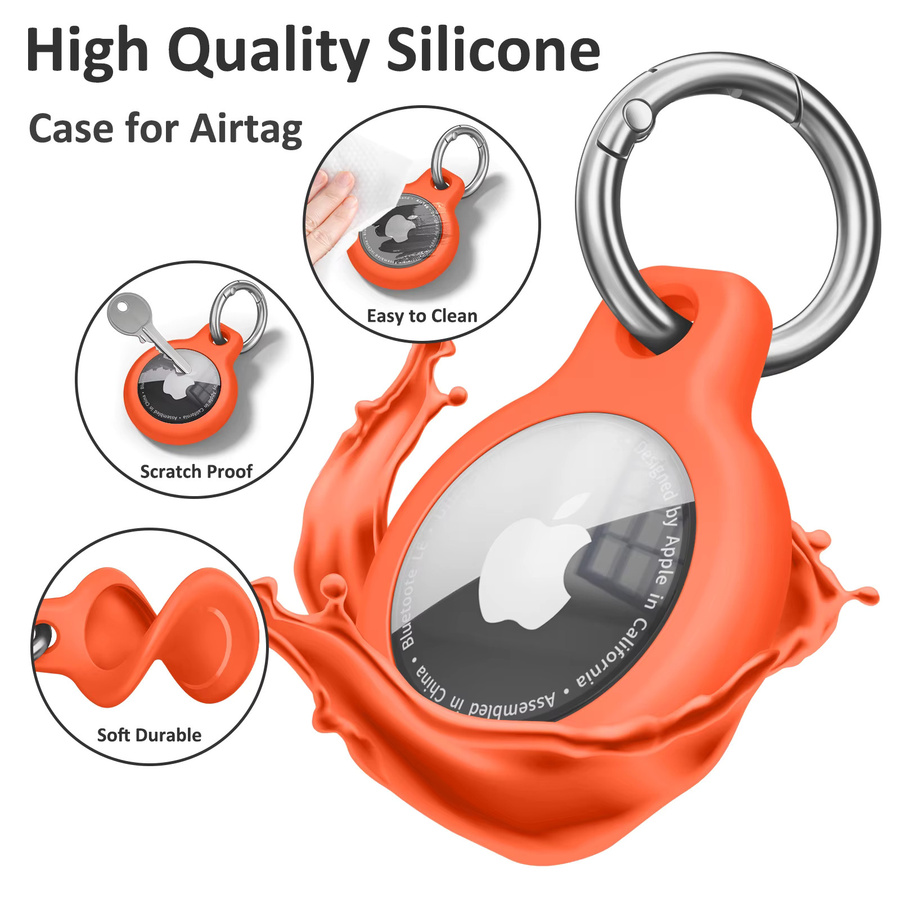 TPU-Schutzhülle für Apple AirTag mit Schlüsselanhänger in Orange - Bild 2