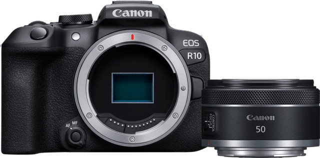 Canon EOS R10 spiegellose APS-C Kamera mit RF 50mm f/1.8 STM Objektiv in Schwarz - Bild 1