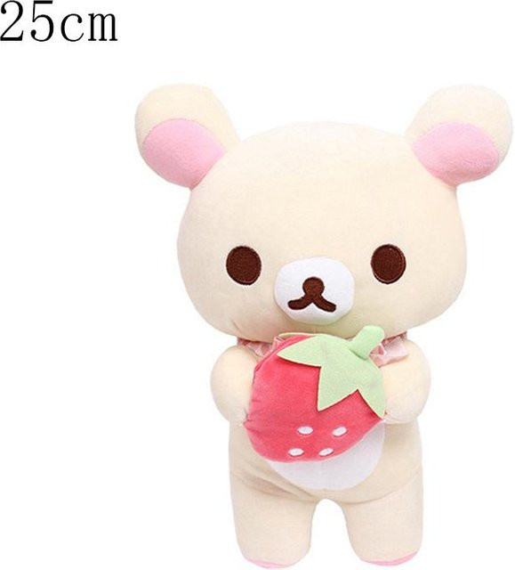 Yiran Health & Beauty Rilakkuma Erdbeer Plüschtier, Weiß Braun, ab 3 Jahren - Bild 1