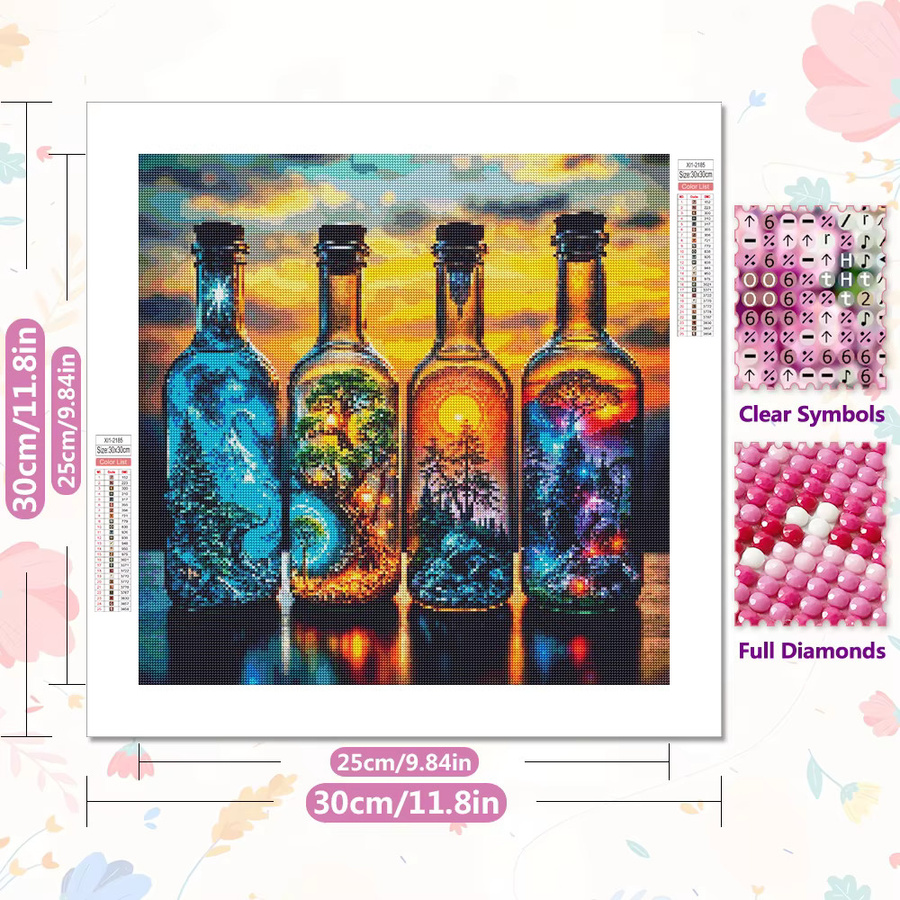 EverShine DIY 5D Diamant-Malerei Mosaik Set mit Flaschenmotiv in Multicolour, Durchmesser: 20 cm - Bild 2