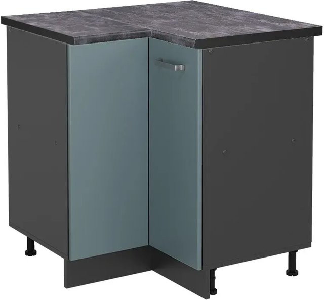 Vicco R-Line Eckunterschrank für die Küche, Blau-Grau/Anthrazit, Wandmontage, B/T/H: 75,6 x 60,0 x 81,6 cm - Bild 1