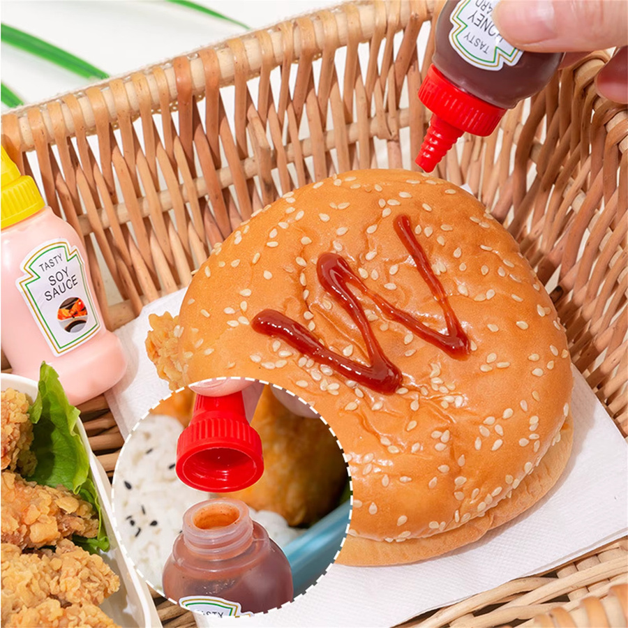 4er-Set Mini Gewürzflaschen aus Glas, tragbare Vorratsbehälter für Honig, Salatdressing oder Ketchup, transparent - Bild 2