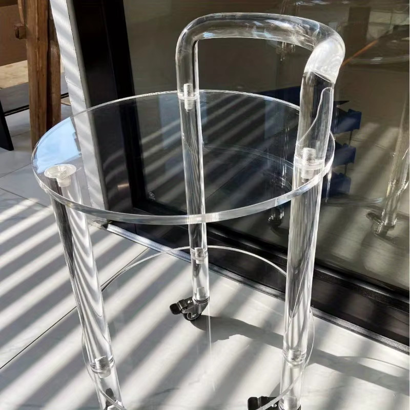 Runder Beistelltisch aus Acryl von LIUSHADUOLA in Transparent mit Rollen und modernem Design - Bild 2