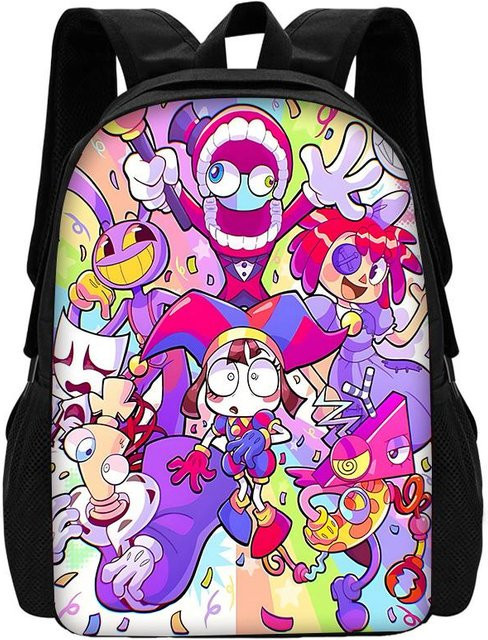 Potdemiel Kinder Schulrucksack Set mit Brotdose und Federmäppchen im Zirkus-Design, Mehrfarbig - Bild 1