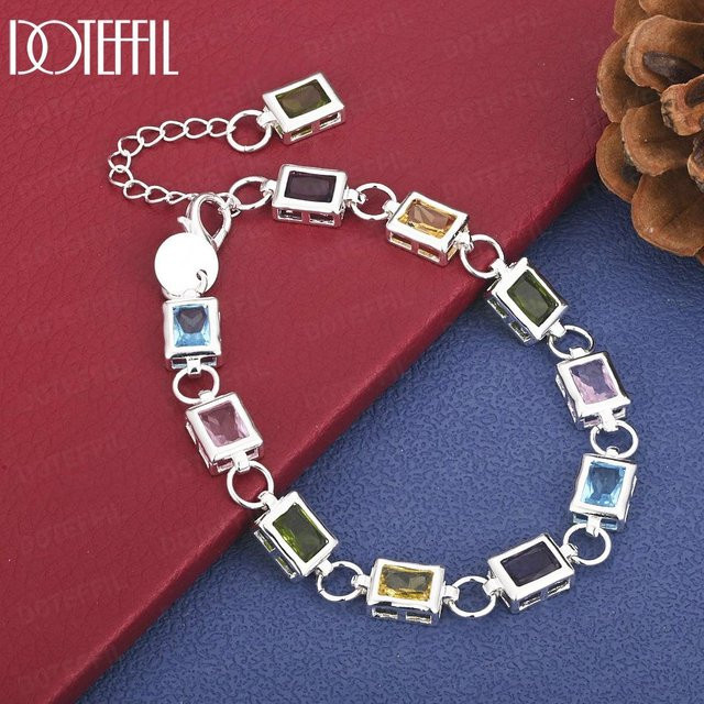 Doteffil Armband, 925 Silber, Zirkonia, blue, Damen, 20cm - Bild 1