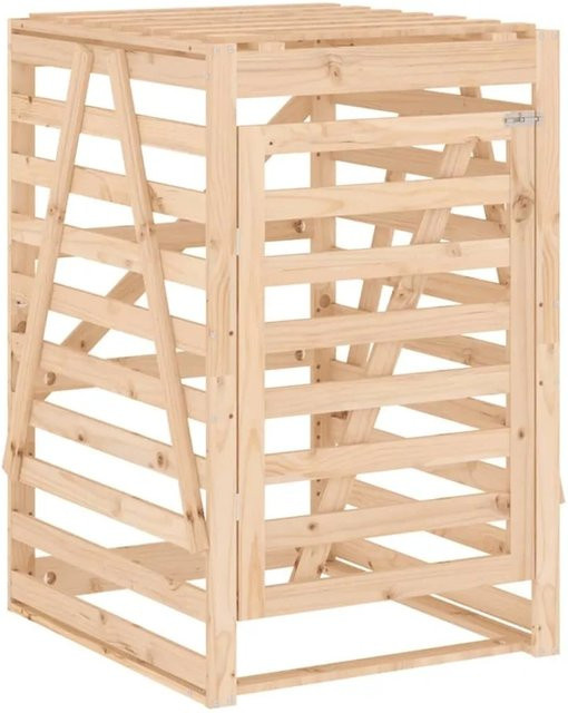 DELUKE Mülltonnenbox BOUMI aus Kiefernholz in Natur/Braun für 1 Tonne, B/T/H: 84 x 90 x 128,5 cm - Bild 1