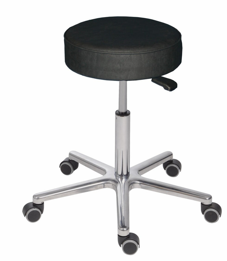 Arbeitshocker BIGBOXX aus schwarzem Kunstleder mit Rollen und Metallgestell für bis zu 180 kg - Bild 1