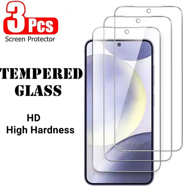 3er Pack Displayschutz aus gehärtetem Glas für Samsung Galaxy A57 A37 A17 A56 A36 A16 A55 A35 A15 A54 A14 sowie S23 S24 S25 FE, 9H Glasfolie, transparent - Bild 1