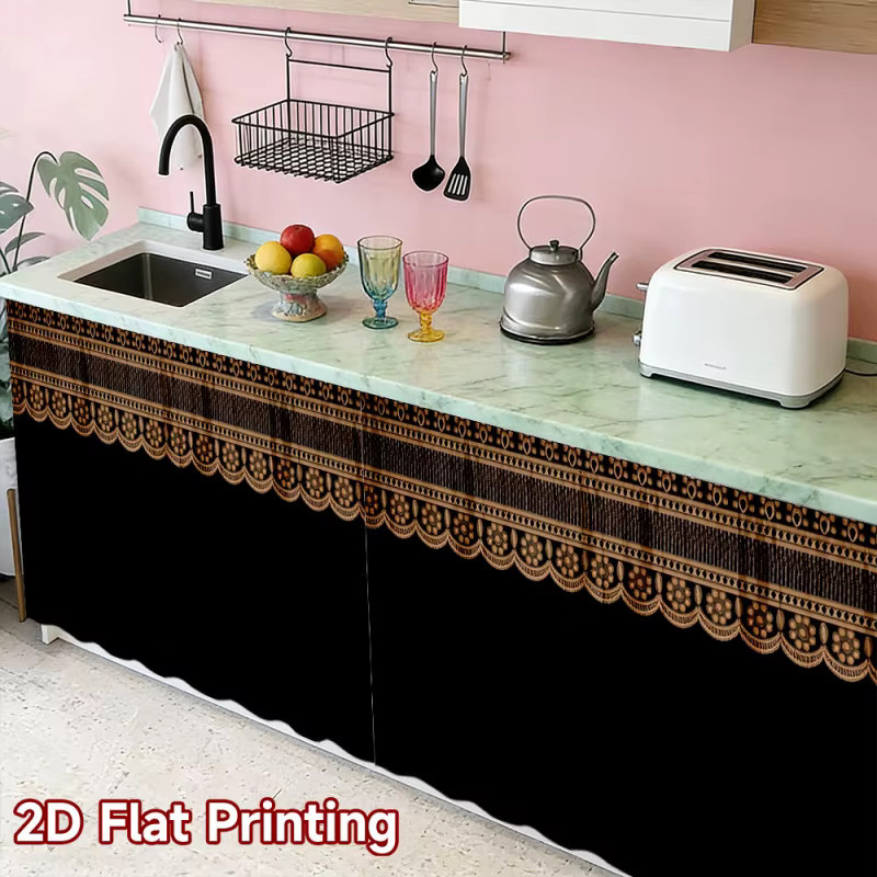 VIKAMA Selbstklebender Küchengardinen-Rand mit floralem Design in Schwarz, rechteckig - Bild 3