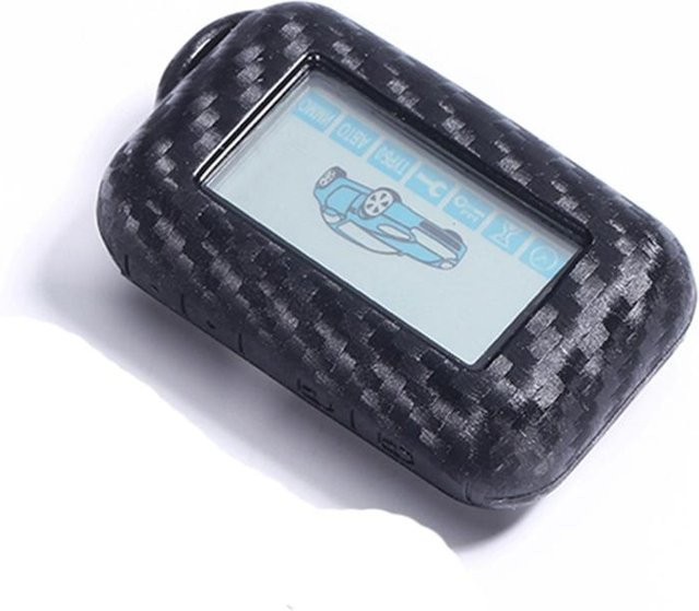 Karbonfaser Silikon Schlüsselanhänger Hülle für StarLine E90 E63 E93 E95 E66 E96 LCD Fernbedienung in Schwarz - Bild 1