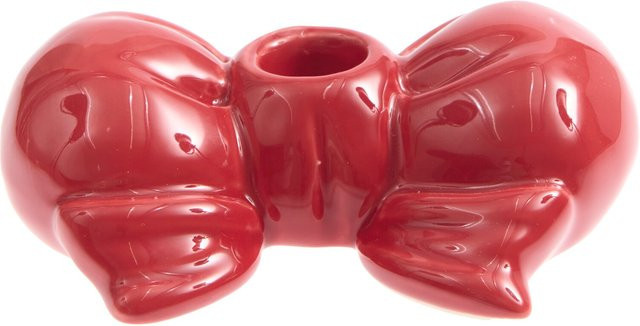 Rico Design Porzellan Kerzenhalter mit Schleife in Rot für 21 mm Kerzen - Bild 1