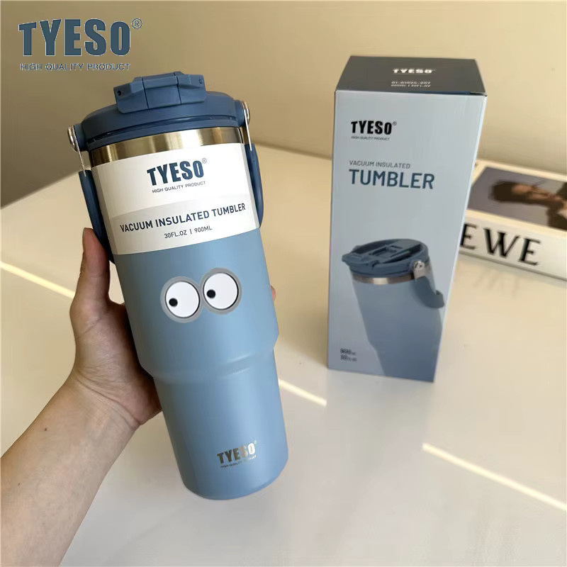 Tyeso Multifunktions-Thermoskanne mit Griff in Blau, Edelstahl-Vakuum-Becher für Heiß- und Kaltgetränke - Bild 4