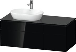 Duravit L-Cube Waschtischunterschrank Wandmontage, Schwarz Hochglanz, B/T/H: 122 x 55 x 48,2 cm - Bild 1