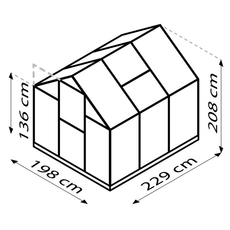 Vitavia Gewächshaus Eos in Schwarz mit Polycarbonat-Verglasung und Schwingtür, B/H/T: 197,7 x 194,8 x 228,5 cm - Bild 2