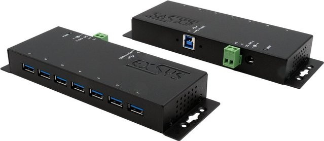 EXSYS EX-1188HMS-3 USB 3.2 Gen 1 Schnittstellen-Hub Type-B 5000 Mbit/s Schwarz - Bild 1