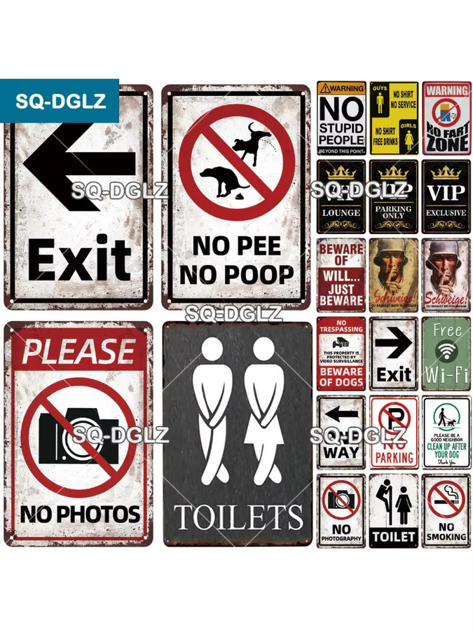 Vintage-Warnschild aus Metall von CIFBUY als Wanddekoration für Toilette oder Bar, Mehrfarbig, Breite: 30,0 cm, Höhe: 20,0 cm - Bild 5