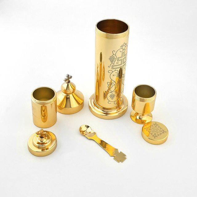 HTISOK Orthodoxes Kreuz aus Metall in Gold für zeremonielle Gebete - Bild 1