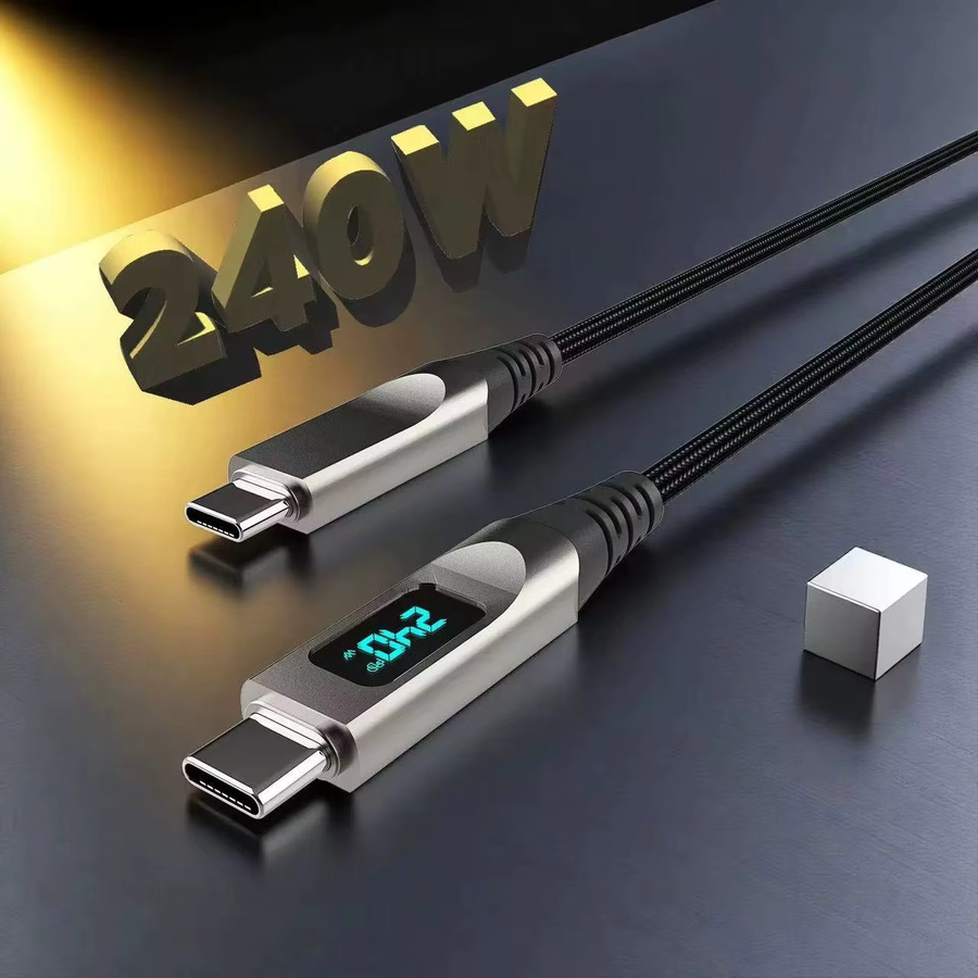 VBVC USB-C Datenkabel mit 240W Schnellladefunktion und Echtzeit-Digitalanzeige in Schwarz für iPhone 15 16 17 Pro Max, Xiaomi und Android-Geräte - Bild 4