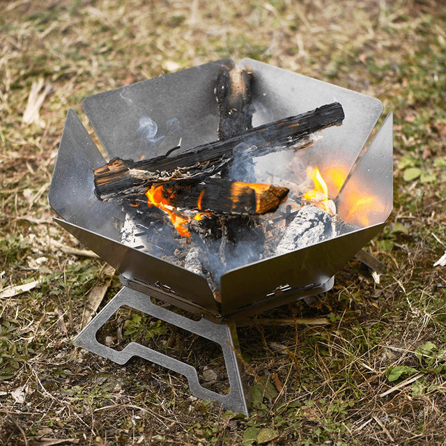 Tragbarer Camping Brazier Klappbarer Lagerfeuer Herd aus Holz als Outdoor Brennholz Brenner in Silber, B/T/H: 45,0 x 25,0 cm - Bild 1