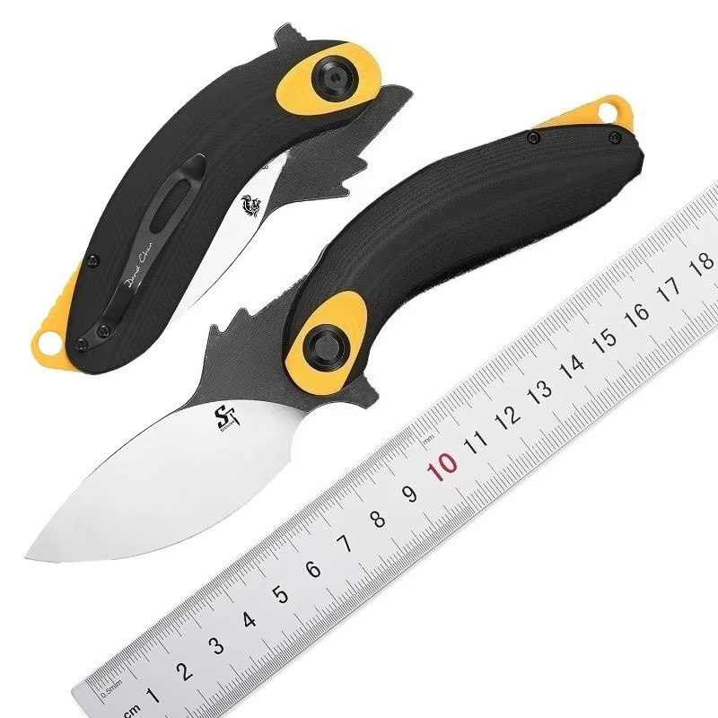 Sitivien Klappbares Taschenmesser mit AUS-10 Klinge in Schwarz für Outdoor, Camping und EDC - Bild 2