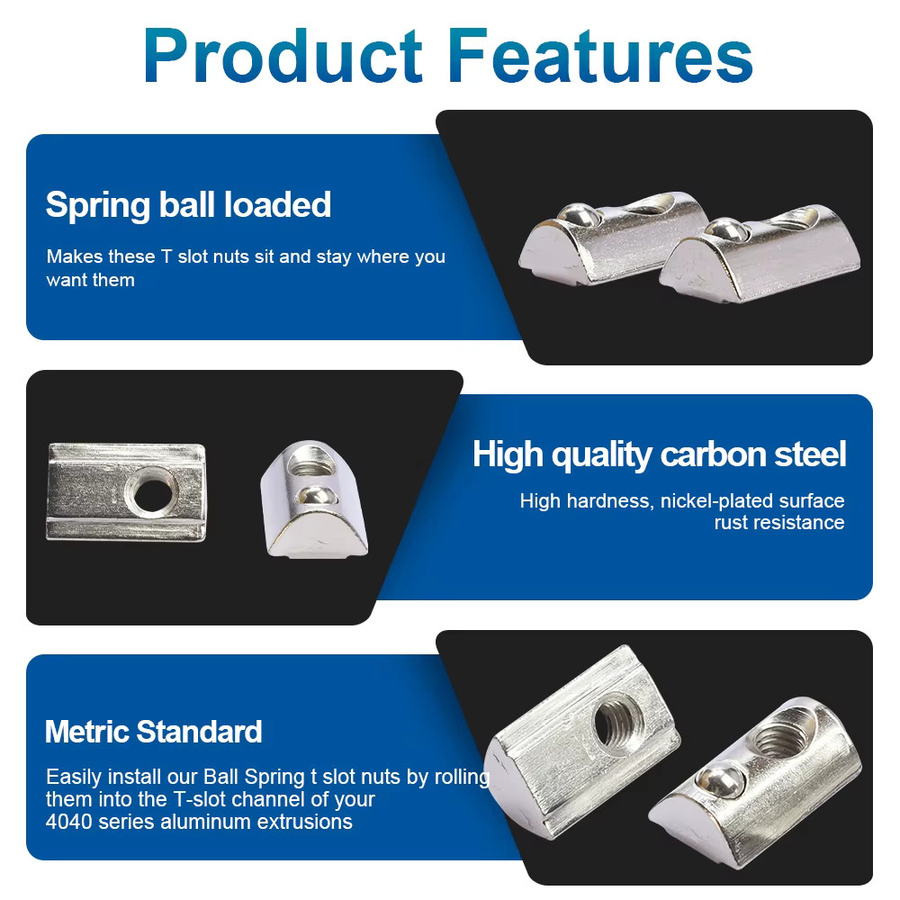 NINDEJIN Roll-in T-Nutensteine aus Kohlenstoffstahl für Aluminiumprofile der Serie 20, 30, 40 und 45 in Silber - Bild 3
