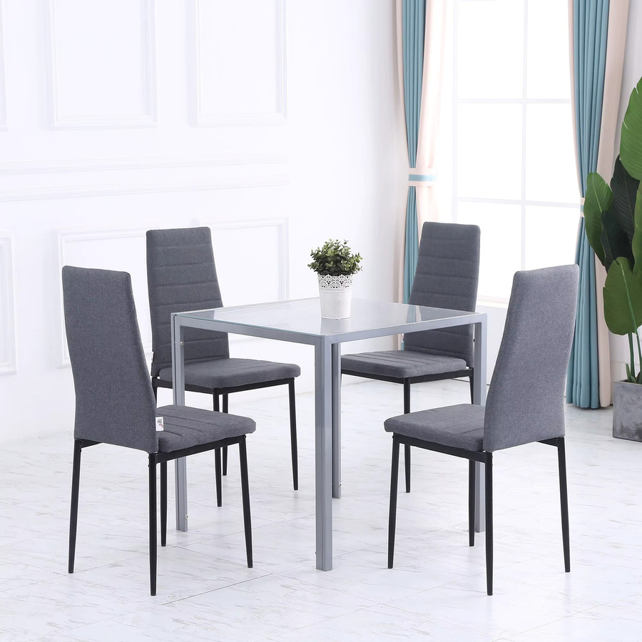 HOMCOM Esstisch für 4 Personen aus Glas und Metall in Grau, B/T/H: 75 x 75 x 75 cm - Bild 2