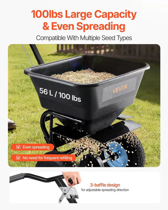 Buying Solutions MB Rasenstreuer mit 45 kg Fassungsvermögen und All-Terrain-Luftreifen für die Rasenpflege - Bild 5