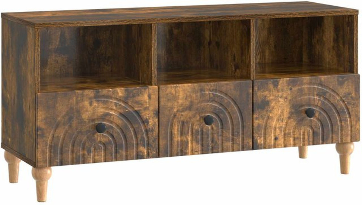 vidaXL TV-Schrank aus Holzwerkstoff in Geräuchert Eiche Braun, Modernes Design, B/T/H: 102 x 34,5 x 50 cm - Bild 1