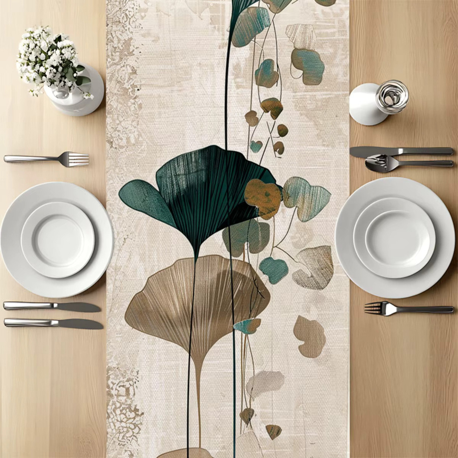 VIKAMA Tischdecke mit Ginkgoblatt-Print, rechteckig, mehrfarbig, wasserabweisend und schmutzabweisend, B/T/H: 133 x 90 x 33 cm - Bild 4