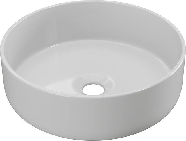 Vente-unique Aufsatzwaschbecken Leniso aus Keramik, rund, Weiß, Durchmesser: 36 cm - Bild 1
