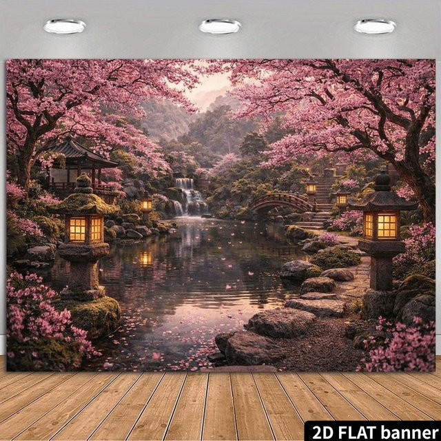 Graphic Tee Hub Wandteppich Japanische Kirschblüte Sakura Garten Wandbehang in Pink, B/H: 150 x 200 cm - Bild 1