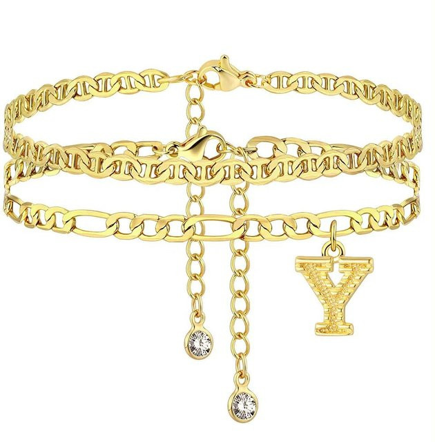 YIRAN Fußkettchen Set, Edelstahl, Gold, Damen - Bild 1