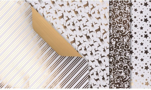 Gebrüder Bertels Faltpapier Golden X-Mas in Gold und Weiß, glänzend - Bild 1