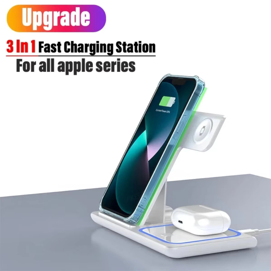 Magnetischer 3-in-1 kabelloser Ladeständer, faltbare Schnellladestation für iPhone 12-16 Pro Max, Apple Watch S2-S10 SE Ultra und AirPods 3 4 Pro - Bild 8