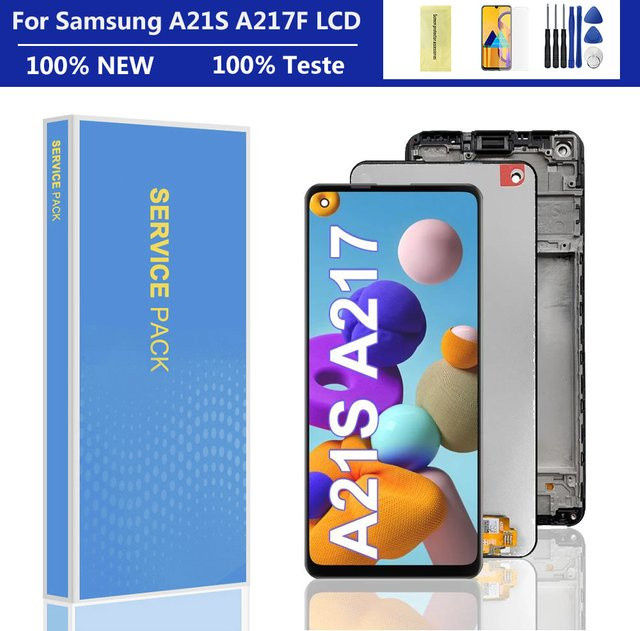 Samsung A21s LCD Display mit Rahmen und Touch Digitizer in Schwarz für SM-A217F und SM-A217M, 6,5 Zoll - Bild 1