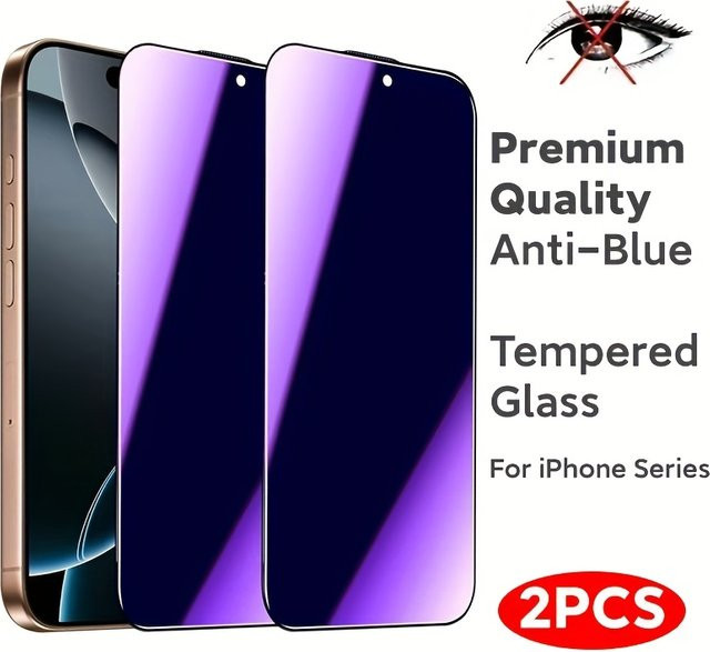 Displayschutzfolie aus gehärtetem Glas mit Anti-Blau- und Privatsphäre-Funktion für Apple iPhone 17 16 15 14 13 12 11 Pro Max, transparent - Bild 1