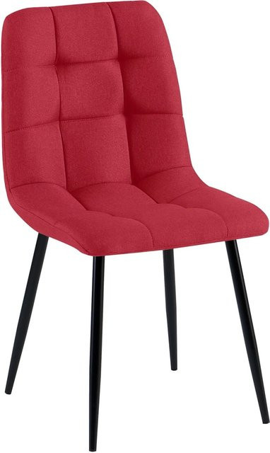 DELUKE Esszimmerstuhl FANOR in Rot mit Steppmuster aus Stoff und Metall, B/T/H: 45 x 55 x 84 cm - Bild 1