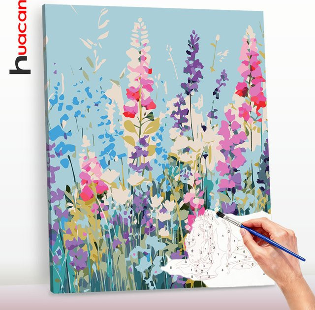Huacan Malen nach Zahlen, Blumen-DIY-Leinwand-Set, floral, bunt - Bild 1