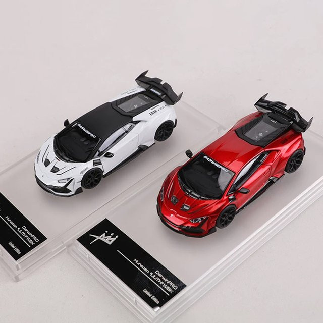King Model Lamborghini Huracan DarwinPRO Lilith Widebody Tuner, Druckguss-Modellauto, 1:64, Weiß Rot - Bild 1
