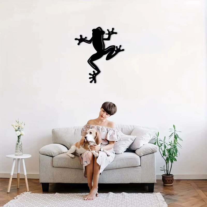 CIFBUY Metall Wanddekoration Frosch Wandskulptur in Schwarz für Indoor und Outdoor - Bild 5