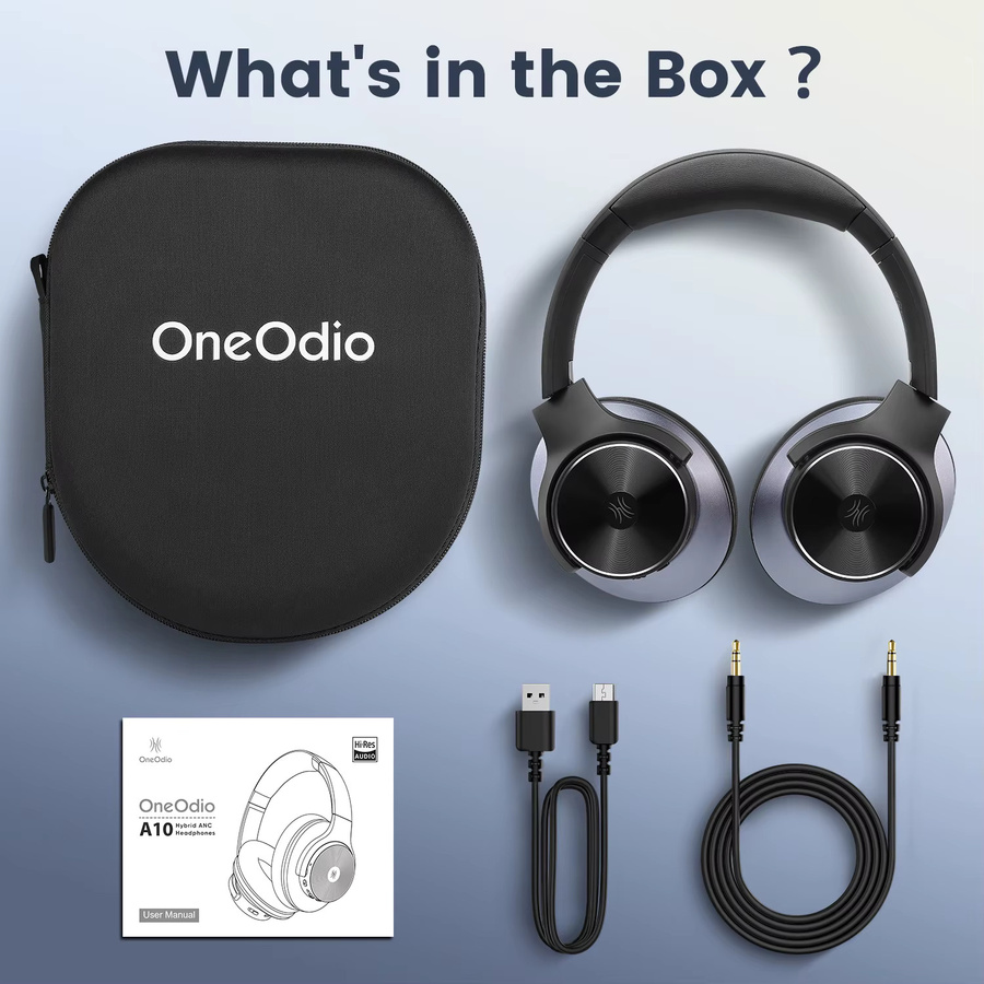 Oneodio A10 Bluetooth 5.4 Over-Ear Kopfhörer mit Hybrid-Aktivgeräuschunterdrückung (ANC), hochauflösendem Audio und 5 Mikrofonen in Schwarz - Bild 6