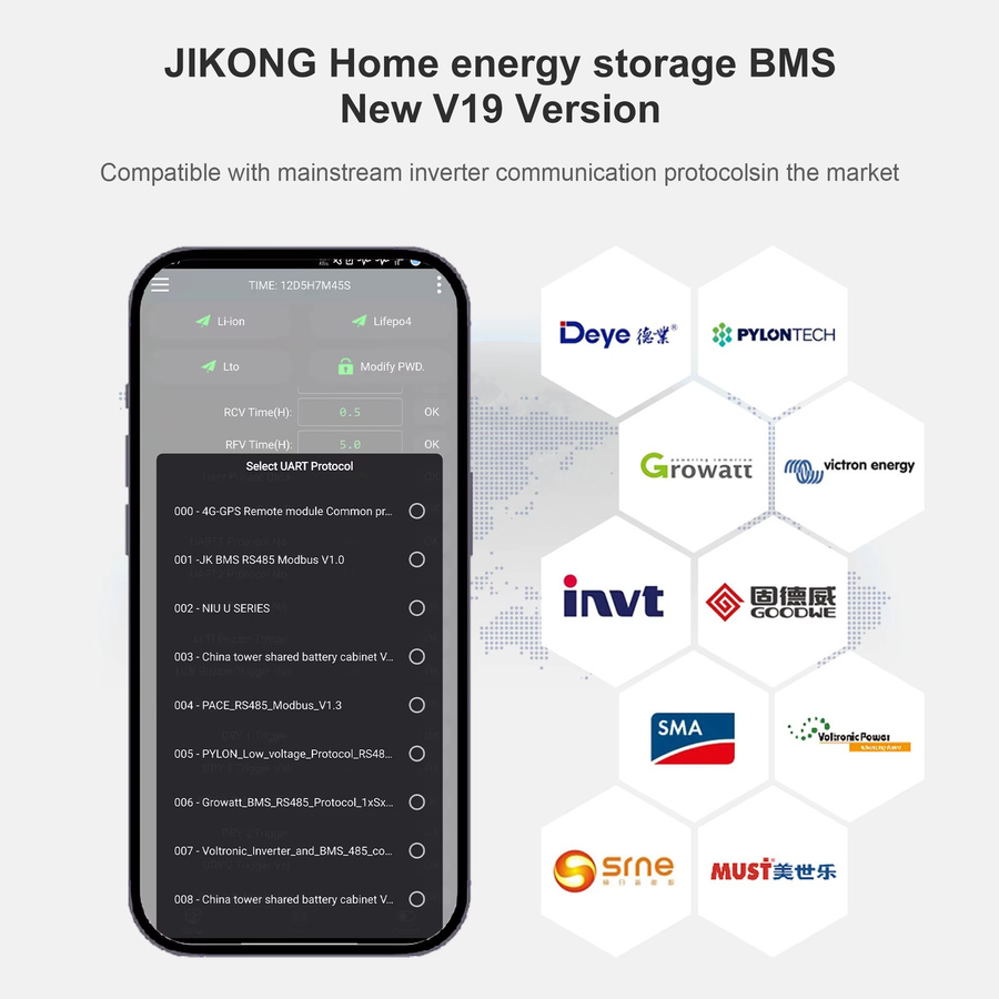 JK BMS V19 JK-PB1A16S10P Batteriemanagementsystem für Li-Ion, LiFePO4 und LTO mit 100A, 8S/24V oder 16S/48V, UART und RS485 Schnittstellen von JIKONG - Bild 2