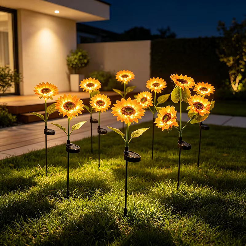 SHENZHITECH Solar-Sonnenblumenlichter mit LED in Warmweiß, gelbe Blumen-Gartenstecker zur Dekoration von Garten, Rasen und Terrasse - Bild 4