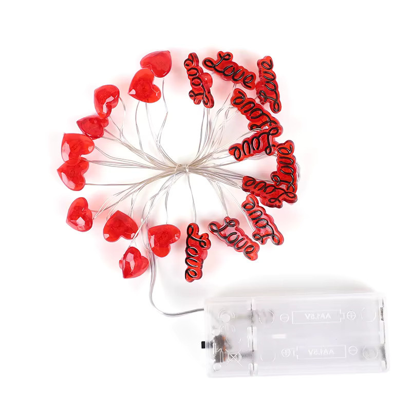 ZQCXLD LED Herz-Lichterkette in Rot für Valentinstag und Hochzeitsdekoration, 198 cm - Bild 2
