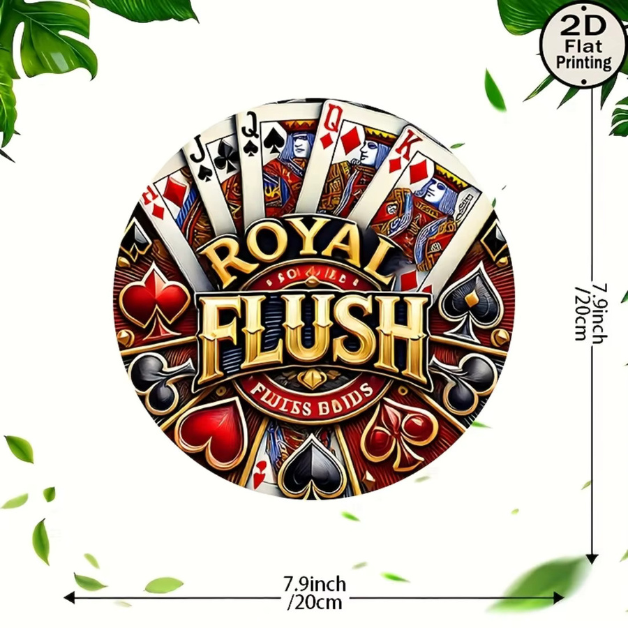 CIFBUY Vintage Poker Metallwandschild, runde Retro-Dekoration in Multicolour, Durchmesser: 8 cm - Bild 2