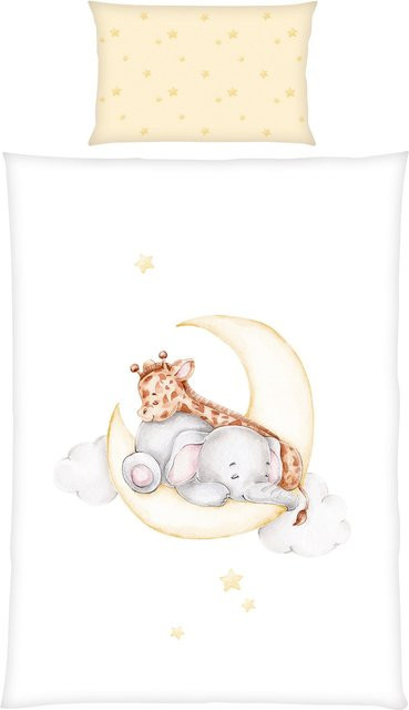 Baby Best Flanell Wende-Bettwäsche Sleeping on the moon, Farbe: Weiß, Kissenbezug B/H: 40 x 60 cm, Bettbezug B/L: 100 x 135 cm - Bild 1