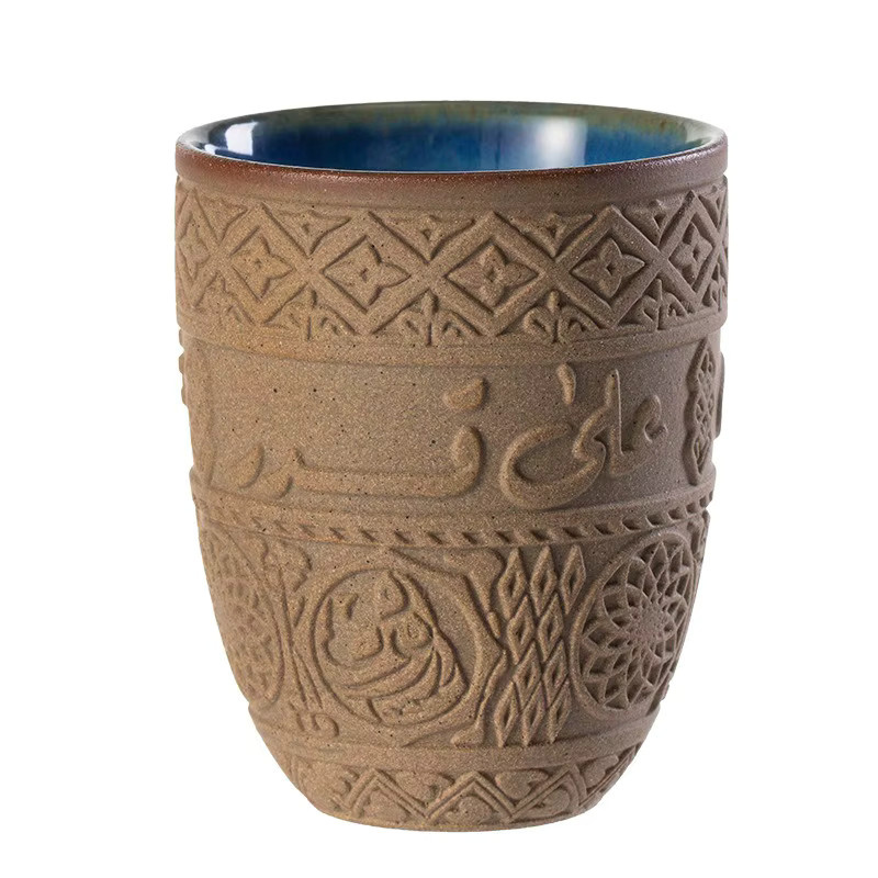 Yam Kaffeetasse aus Keramik im arabischen Stil, braune Teetasse aus Ton mit Retro-Design - Bild 4