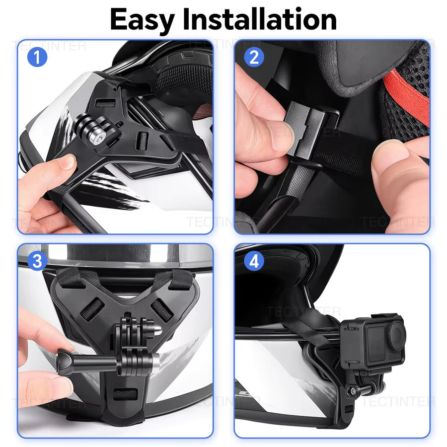 Helm-Kinnhalterung für GoPro Hero 11 9 8 7 5 und SJCAM in Schwarz als Action-Kamera-Zubehör für Motorradhelme - Bild 2
