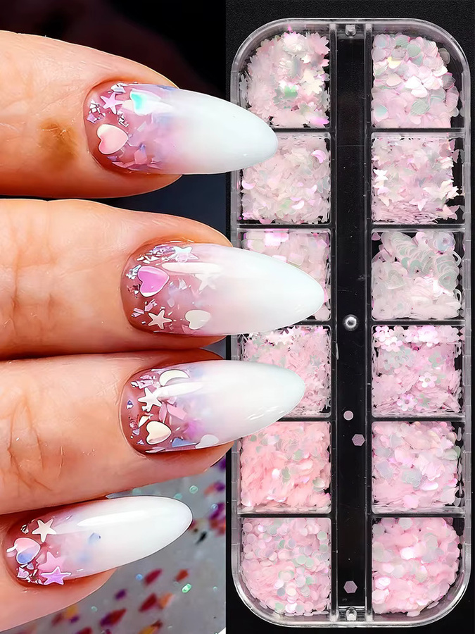 Full Beauty Nagelpailletten, Rosa, Schimmernd, 12er-Set - Bild 7